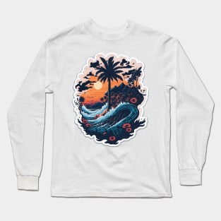 Paradise Unleashed: Clipart Palm Tree Long Sleeve T-Shirt